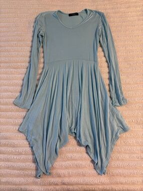 Made By Johnny Long Sleeve Asymmetrical Dress Womens Small Baby Blue Fairy Boho